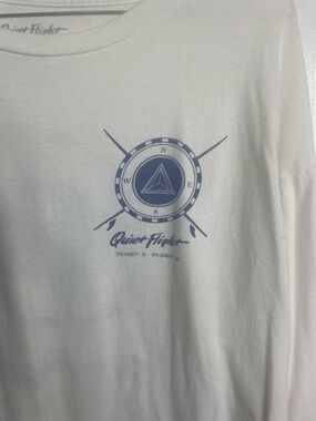 Men's Long Sleeve Graphic Tee - White/Blue. Quiet flight
